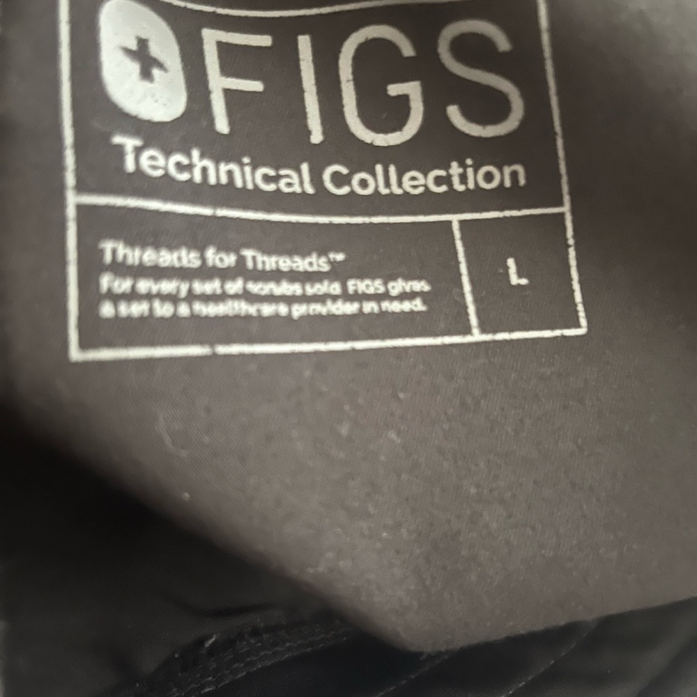 Figs Livingston Black Basic Scrub Straight Leg Pants Drawstring Waist Sz L - Picture 9 of 10